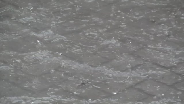 two people are running in a puddle of rain