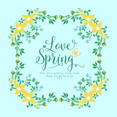 Simple pattern of leaf and flower frame, for antique love spring greeting card wallpaper decor. Vector