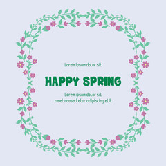 Modern frame design with leaf and flower, for happy spring greeting card design. Vector