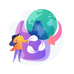 Environmental contamination. Planet protection idea. Plastic pollution, cellophane bag, biodegradable materials use. Responsible consumption. Vector isolated concept metaphor illustration