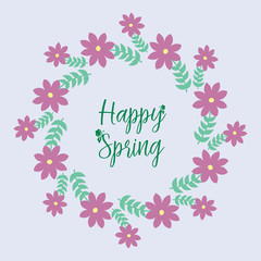 Fototapeta na wymiar Seamless Shape of happy spring greeting card, with beautiful leaf and flower frame. Vector