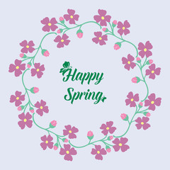 The beauty pink wreath frame, for happy spring greeting card template design. Vector