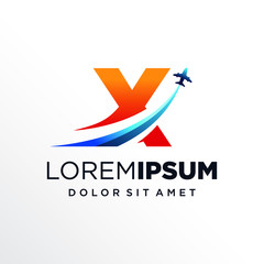 Initial Letter X with Plane or Travel Logo Design
