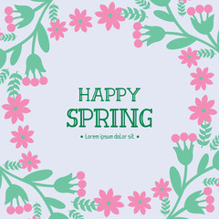 Wallpaper for happy spring greeting card design, with beautiful concept of leaf and floral frame. Vector