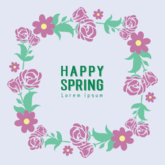 Elegant frame with seamless of leaf and flower decoration, for happy spring poster design. Vector