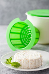 Organic Farming Cottage cheese. Homemade dairy product