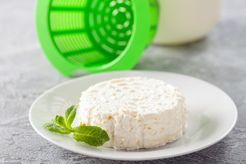 Organic Farming Cottage cheese. Homemade dairy product