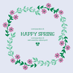 Unique shape pattern of leaf and flower frame, for happy spring greeting card design. Vector