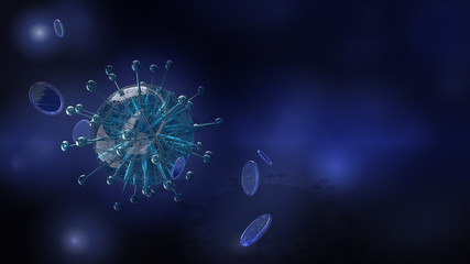 virus in dark tone 3d rendering for  medicine  and  healthcare content.