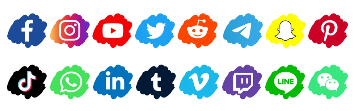 Facebook Twitter Instagram Youtube Reddit Telegram Snapchat Pinterest Tiktok Logo Facebook Twitter Instagram Youtube Reddit Telegram Snapchat Pinterest Tiktok Icon Stock Vector Adobe Stock