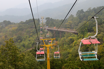 Chair lift and wheeled toboggan ride at Mutianyu Great Wall of China Huairou County north of Beijing