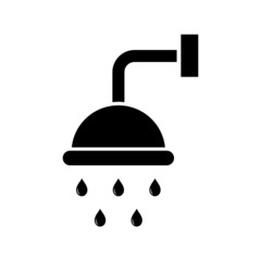 black shower icon isolated on white background. vector illustration.	