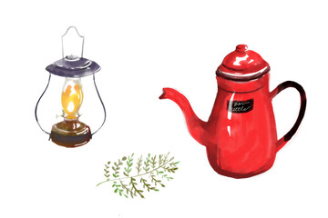 Lantern and kettle