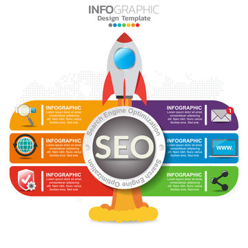 Infographic Concept Illustration Of Seo Infographics With Business Layout Template.