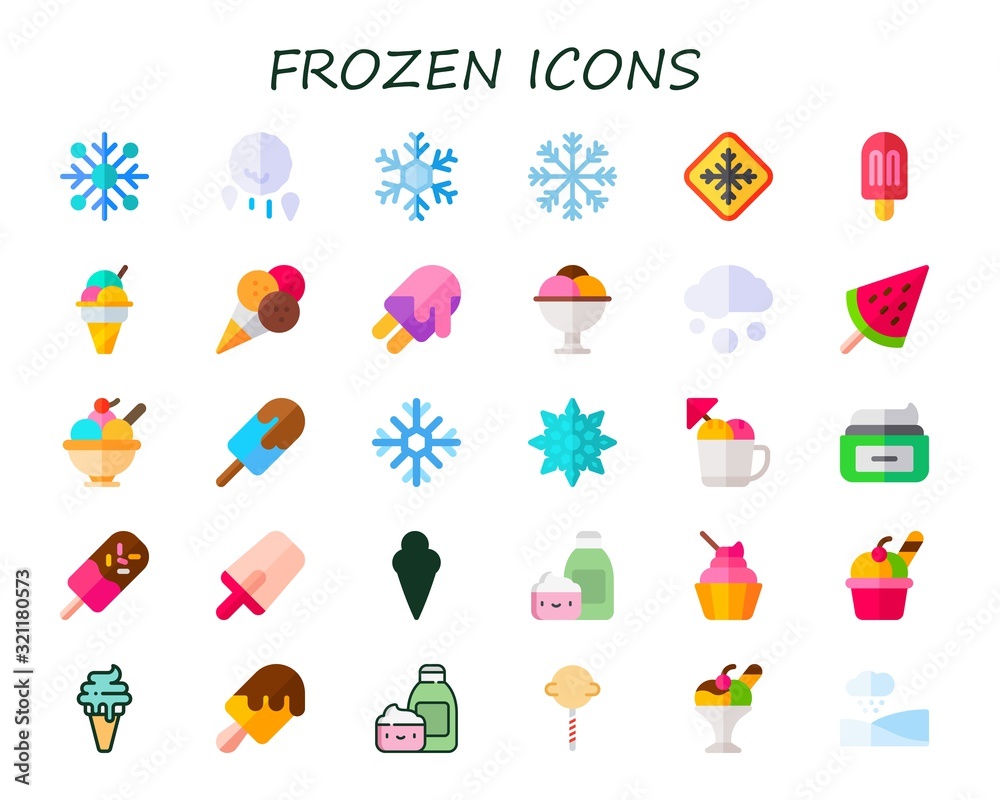 Poster frozen icon set