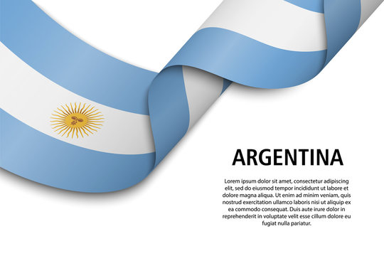 Waving ribbon or banner with flag argentina