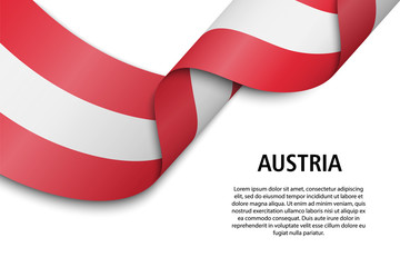 Waving ribbon or banner with flag Austria