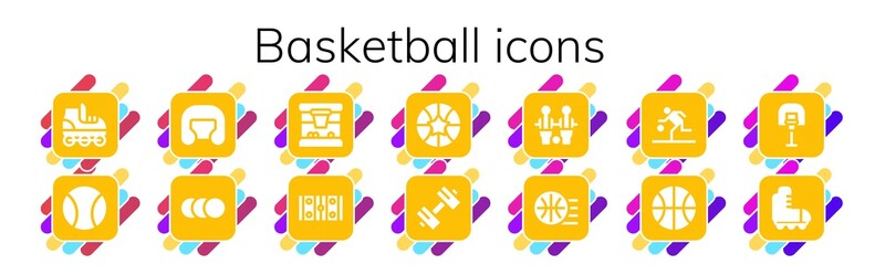 Modern Simple Set of basketball Vector filled Icons