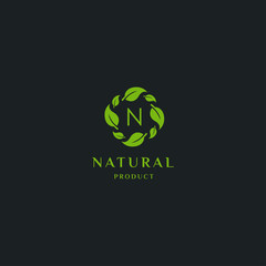 Letter N nature logo design template illustration