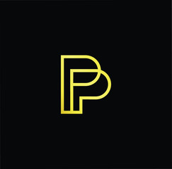 Outstanding professional elegant trendy awesome artistic black and gold color P PP initial based Alphabet icon logo.