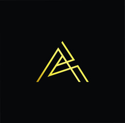 Outstanding professional elegant trendy awesome artistic black and gold color A AA initial based Alphabet icon logo.