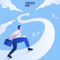 Business arrow concept with businessman on arrow flying to success. Catch the opportunity.  background vector illustration