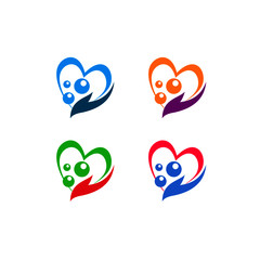  heart logo hand give design bubbles