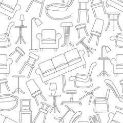 Chairs and armchairs. seamless pattern.