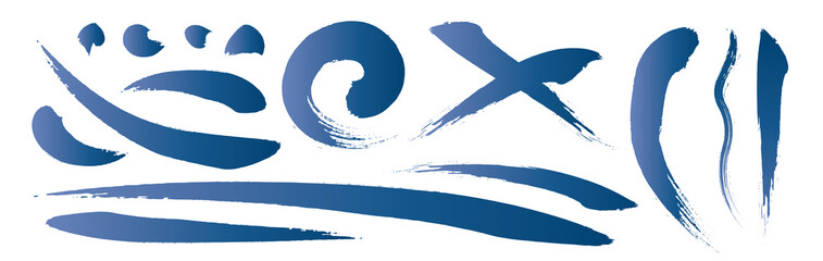 マスターアナログタッチ素材：筆の質感　墨　インク　筆模様　波模様	