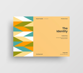 Creative business presentation vector A4 horizontal orientation front page mock up. Modern corporate report cover abstract geometric illustration design layout. Company identity brochure template.