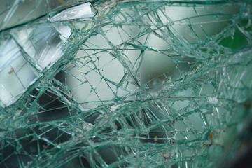 Heavy crashed race car's detail