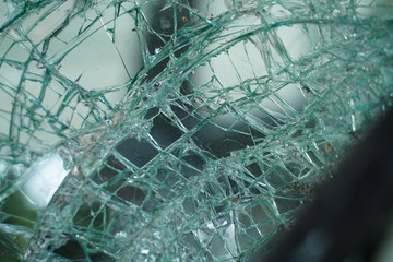 Heavy crashed race car's detail