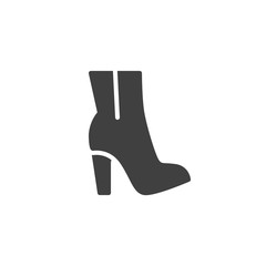 High Hill boot vector icon. filled flat sign for mobile concept and web design. Women boot shoe on heel glyph icon. Symbol, logo illustration. Vector graphics