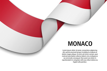 Waving ribbon or banner with flag monaco