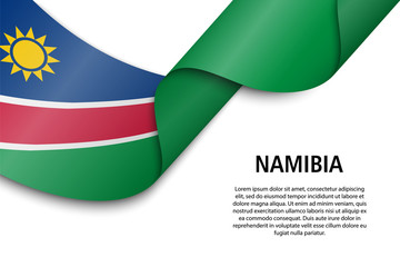 Waving ribbon or banner with flag Namibia
