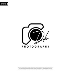 Initial Letter DB with camera. Logo photography simple luxury vector.