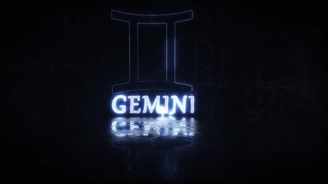 Gemini zodiac sign animated presentation revealed through electric storm