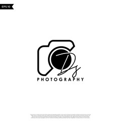 Initial Letter DS with camera. Logo photography simple luxury vector.