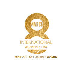 Golden lovely happy women's day international celebration background. Vector Illustration. 8 March Day