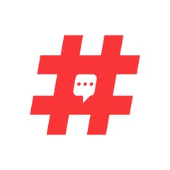 Red hashtag bubble chat logo icon design element