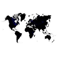 world map with separate water on white background. world map from dot for background. isolated world map. editable vector.