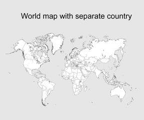 world map with separate country on white background. world map from dot for background. isolated world map. editable vector.