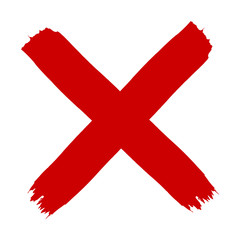 Obraz premium Dirty grunge hand drawn with brush strokes cross x vector illustration isolated on white background. Mark graphic design. Check mark symbol NO button for vote in check box, web, etc.