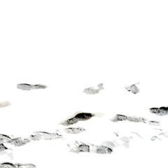 footprints human shoes silhouette in snow . Design Element . Traces of Boot . grunge texture