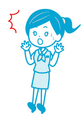 驚くビジネス女性　ポーズ　イラスト