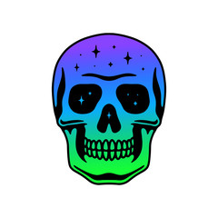 SPACE SKULL COLOR GRADIENT WHITE BACKGROUND