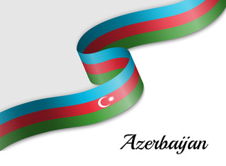 waving ribbon flag azerbaijan