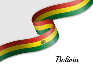 waving ribbon flag Bolivia