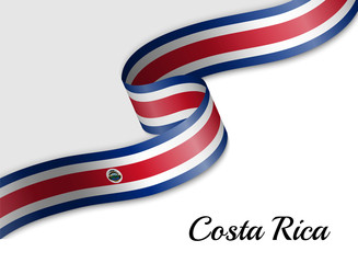 waving ribbon flag Costa Rica