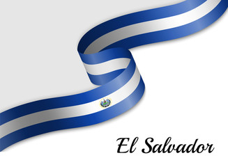 waving ribbon flag El Salvador